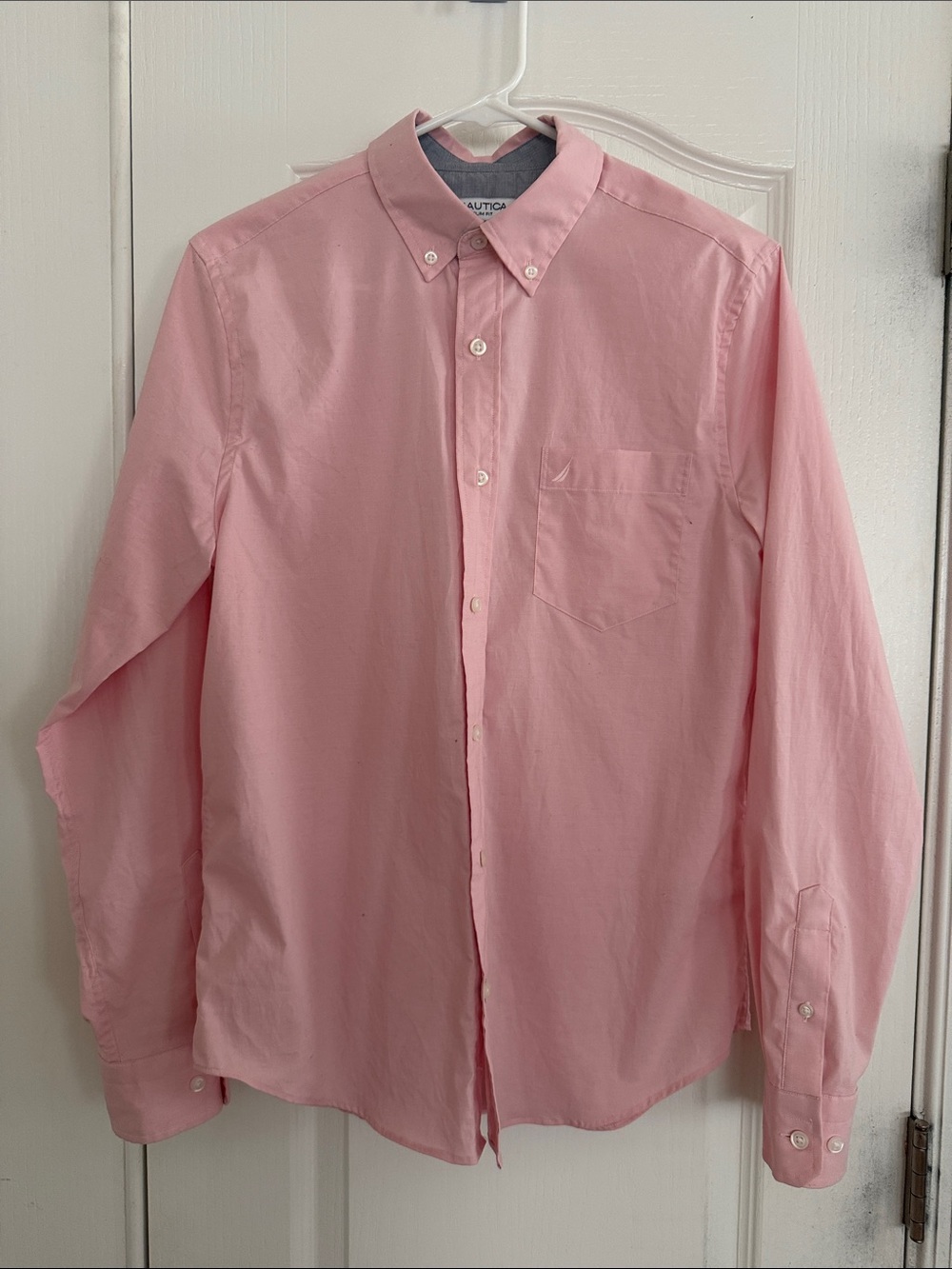 Nautica Men's Light Pink Button-Down Dress Shirt
